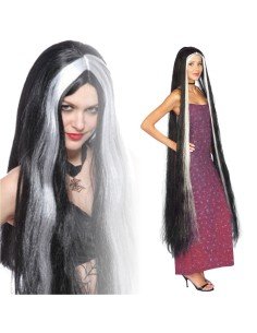 Peluca Princesa  Godiva Extralarga de 160cm Negro con mechón