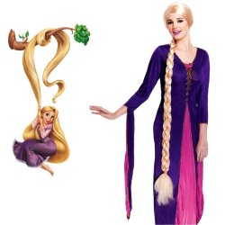 Peluca Princesa  Godiva Extralarga de 160cm Rubio con trenza