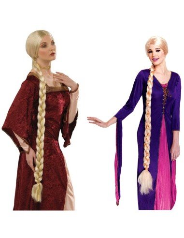 Peluca Princesa  Godiva Extralarga de 160cm Rubio con trenza