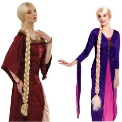 Peluca Princesa  Godiva Extralarga de 160cm Rubio con trenza