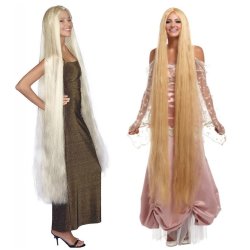 Peluca Princesa  Godiva Extralarga de 160cm Rubio con trenza