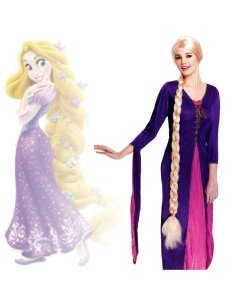 Peluca Princesa  Godiva Extralarga de 160cm Rubio con trenza