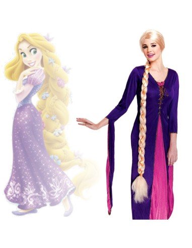 Peluca Princesa  Godiva Extralarga de 160cm Rubio con trenza