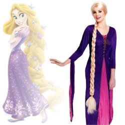 Peluca Princesa  Godiva Extralarga de 160cm Rubio con trenza