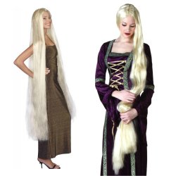 Peluca Princesa  Godiva Extralarga de 160cm Rubio con trenza