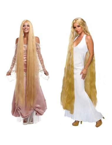 Peluca Princesa  Godiva Extralarga de 160cm Rubio con trenza
