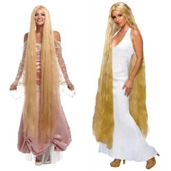 Peluca Princesa  Godiva Extralarga de 160cm Rubio con trenza