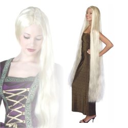 Peluca Princesa  Godiva Extralarga de 160cm Rubio con trenza