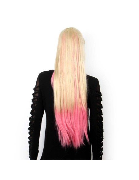 Peluca Bicolor Degradee 70cm Harajuku Rubio Rosado