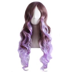 Peluca Bicolor Degradee 70cm Harajuku Lila Lavanda Castaño