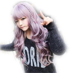 Peluca Bicolor Degradee 70cm Harajuku Lila Lavanda Castaño