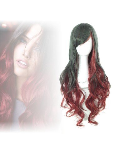 Peluca Bicolor Degradee 70cm Harajuku Negro Chocolate
