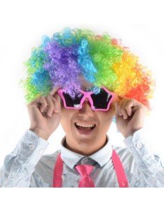 Peluca Afro de Fantasía Multicolor Payaso