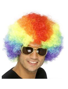 Peluca Afro de Fantasía Multicolor Payaso 2