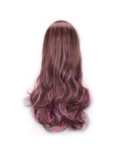 Peluca Bicolor Degradee 70cm Harajuku Castaño Rosado