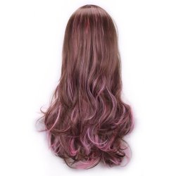 Peluca Bicolor Degradee 70cm Harajuku Castaño Rosado