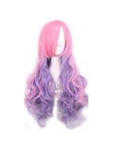 Peluca Bicolor Degradee 70cm Harajuku Rosado Lila 2