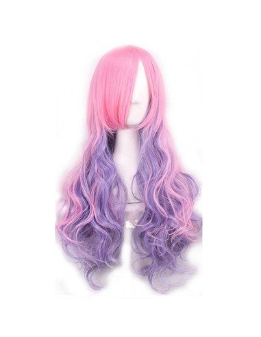 Peluca Bicolor Degradee 70cm Harajuku Rosado Lila