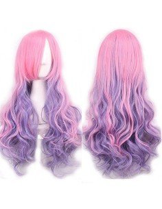 Peluca Bicolor Degradee 70cm Harajuku Rosado Lila