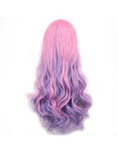 Peluca Bicolor Degradee 70cm Harajuku Rosado Lila
