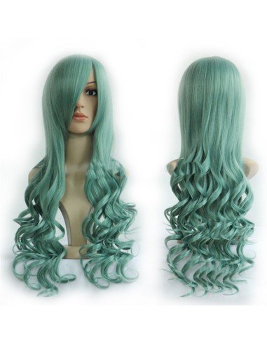 Peluca Cosplay Ondulada 80cm Kanekalon Verde Manzana