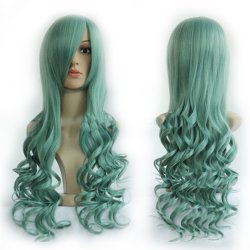 Peluca Cosplay Ondulada 80cm Kanekalon Verde Manzana