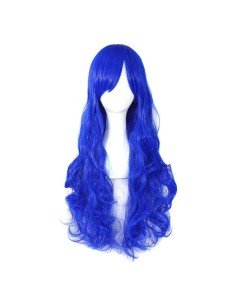 ⭐ Peluca Cosplay Ondulada 80cm Kanekalon Azul Rey 2