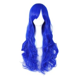 Peluca Cosplay Ondulada 80cm Kanekalon Azul Rey