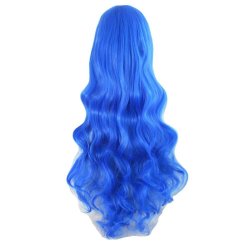 Peluca Cosplay Ondulada 80cm Kanekalon Azul Rey