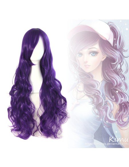 Peluca Cosplay Ondulada 80cm Kanekalon Morado