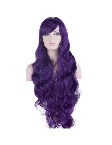 Peluca Cosplay Ondulada 80cm Kanekalon Morado
