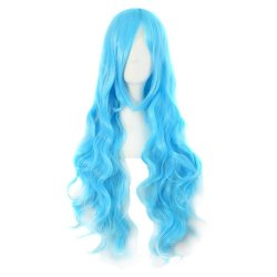 Peluca Cosplay Ondulada 80cm Kanekalon Azul Celeste