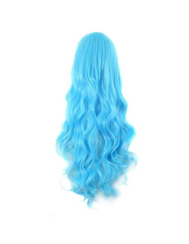 Peluca Cosplay Ondulada 80cm Kanekalon Azul Celeste