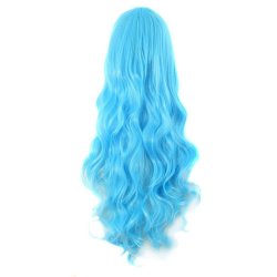 Peluca Cosplay Ondulada 80cm Kanekalon Azul Celeste