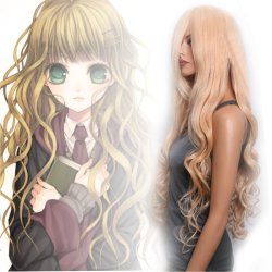 Peluca Cosplay Ondulada 80cm Kanekalon Rubio