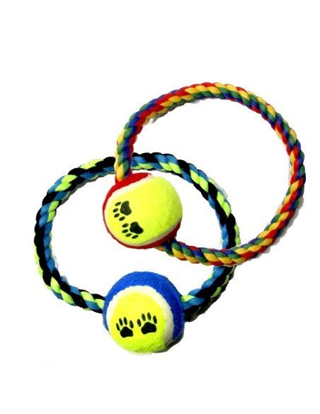 Juguete Aro de Lazo con bola para Mascota, Rojo