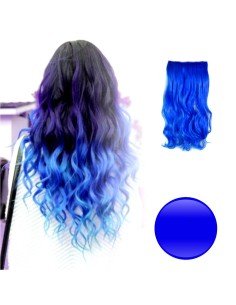 Extension de Cabello Unicolor Rizada Azul Rey