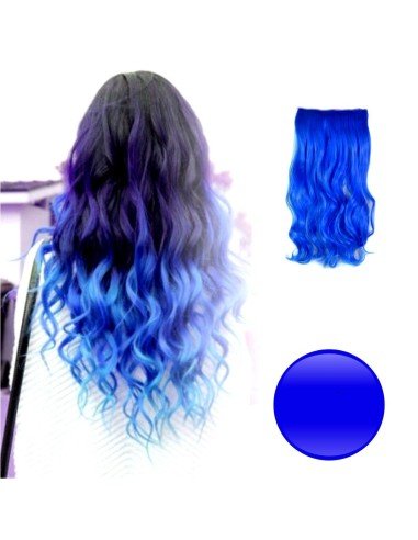 Extension de Cabello Unicolor Rizada Azul Rey