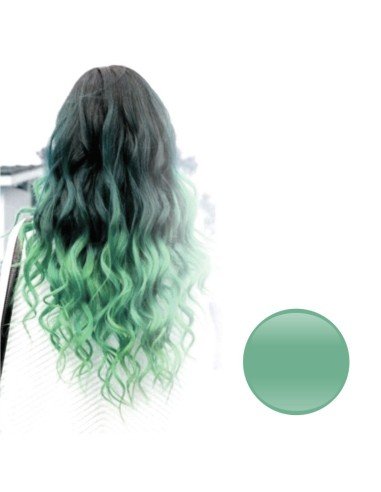 Extension de Cabello Unicolor Rizada Verde Cosplay