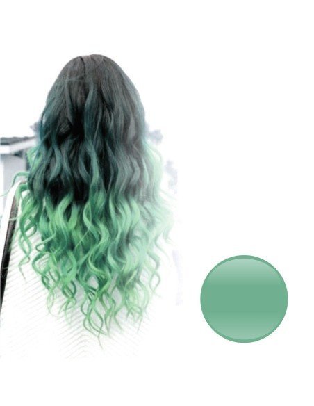 Extension de Cabello Unicolor Rizada Verde Cosplay