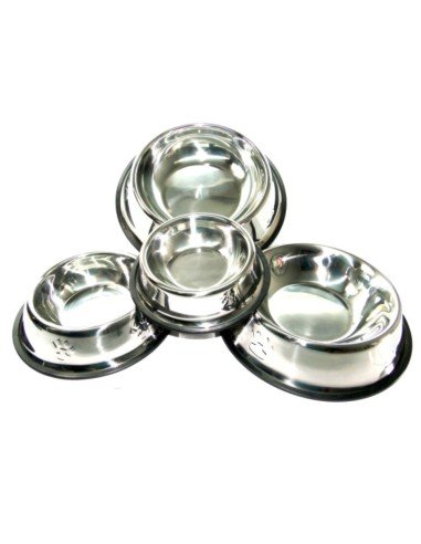 Comedero Metálico Grande con Relieve para Mascotas Antideslizante