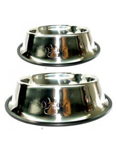 Comedero Metálico Grande con Relieve para Mascotas Antideslizante 2