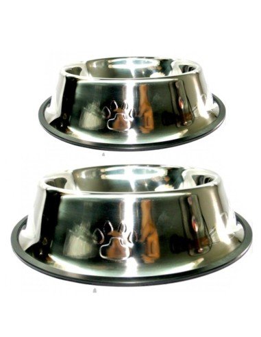 Comedero Metálico Grande con Relieve para Mascotas Antideslizante