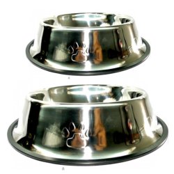 Comedero Metálico Grande con Relieve para Mascotas Antideslizante