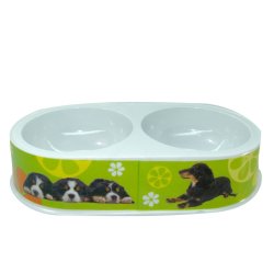 Comedero para mascotas plato doble diseño Circular en melamina