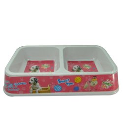 Comedero para mascotas plato doble diseño rectangular en melamina