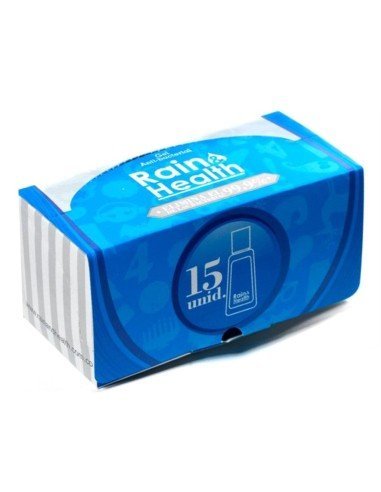Un Kit de Gel AntiBacterial Rain Health limpia y desinfecta tus manos (15 unidades)