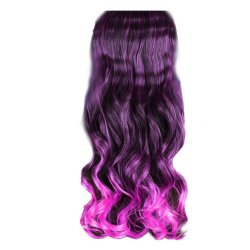 Cortina de Cabello Ondulada Degradee Negro a Fucsia