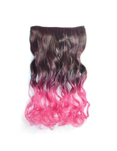 Cortina de Cabello Ondulada Degradee Negro a Fucsia