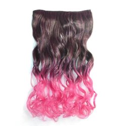 Cortina de Cabello Ondulada Degradee Negro a Fucsia
